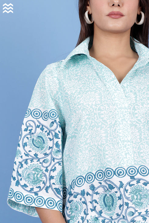 Slub Cotton Zoom Shirt In Assorted Block Print