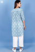 Mulmul Cotton Long Rose Top With Floral Block Print