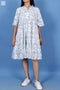 Mulmul Cotton Runway Lizard Dress In Graphic Block Print