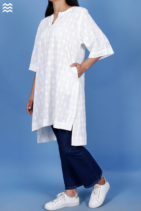 Rayon Uma Top In Graphic Block Print