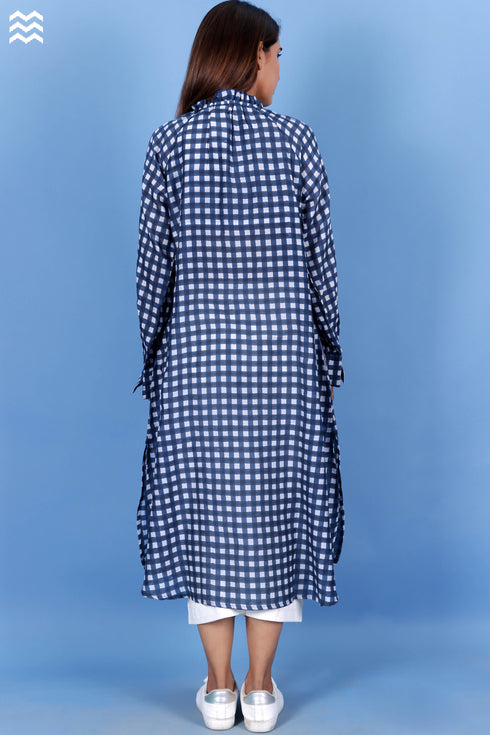 Silk Cotton Poirot Top In Checkered Block Print