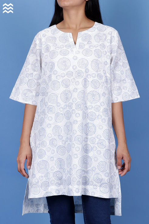Slub Cotton Uma Top In Graphic Block Print
