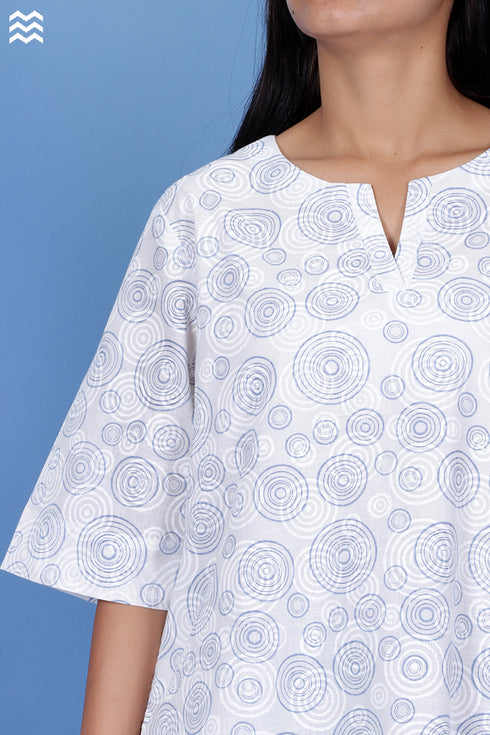 Slub Cotton Uma Top In Graphic Block Print