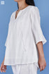 Slub Cotton Annabelle Top In Graphic Block Print