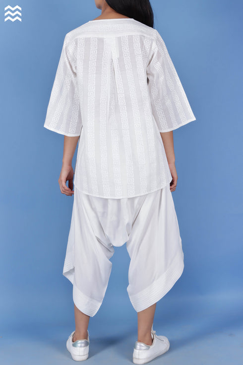 Slub Cotton Annabelle Top In Graphic Block Print