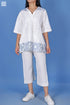 Slub Cotton Lacoste Top In White Block Print