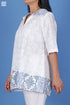 Slub Cotton Lacoste Top In White Block Print