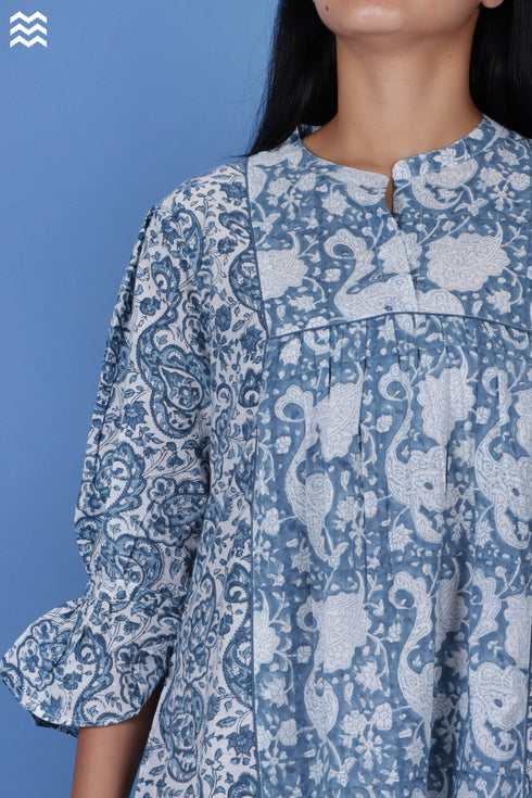 Slub Cotton Centre Joplin Dress In Assorted Block Print