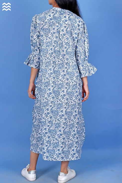 Slub Cotton Centre Joplin Dress In Assorted Block Print