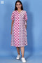 Slub Cotton Classic Wrap Dress In Graphic Block Print