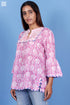 Mulmul Cotton Pushkar Top In Floral Block Print