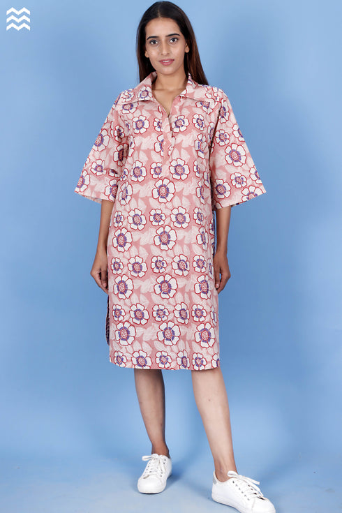 Slub Cotton Doctorwallah Top In Floral Block Print