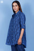 Slub Cotton Button Boyfriend Shirt In Block Print