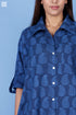 Slub Cotton Button Boyfriend Shirt In Block Print
