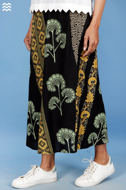 Vionnet Skirt In Floral Block Print