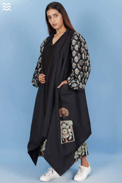Khaadi Cotton Percy Overlay Jacket In Black