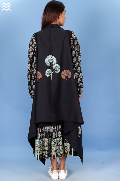 Khaadi Cotton Percy Overlay Jacket In Black