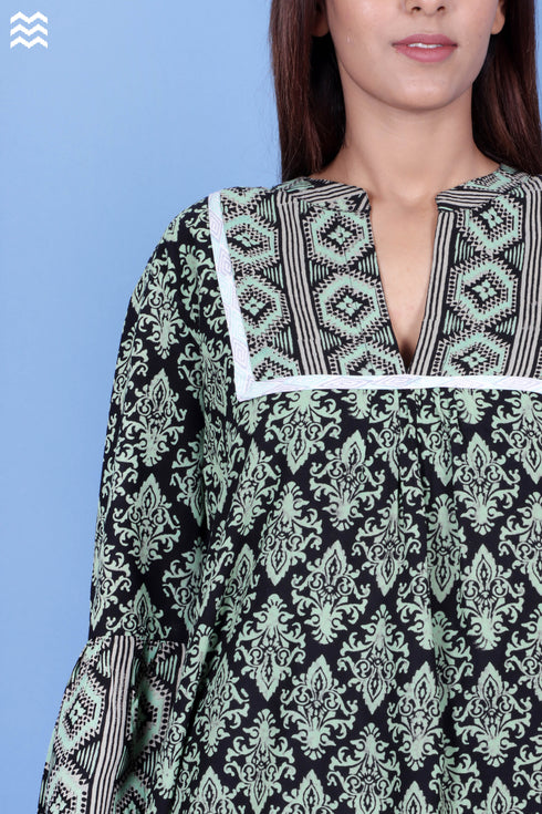 Rayon Pushkar Top In Block Print