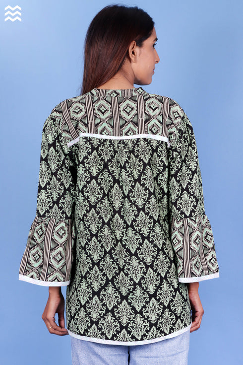 Rayon Pushkar Top In Block Print