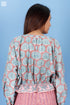 Cotton Silk Balloon Tommy Top In Floral Block Print