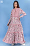 Crepe Cotton Katori Dress In Graphic Block Print