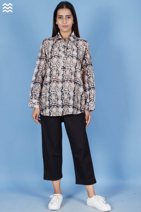 Cotton Silk Zoom Shirt In Block Print