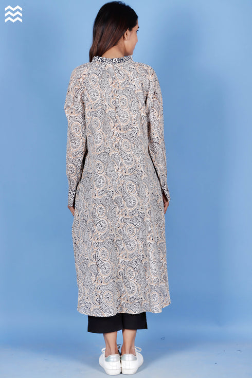 Crepe Cotton Poiret Top In Block Print