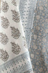 20s Cotton Bedcover in Grey/Blue Hand Block Prints