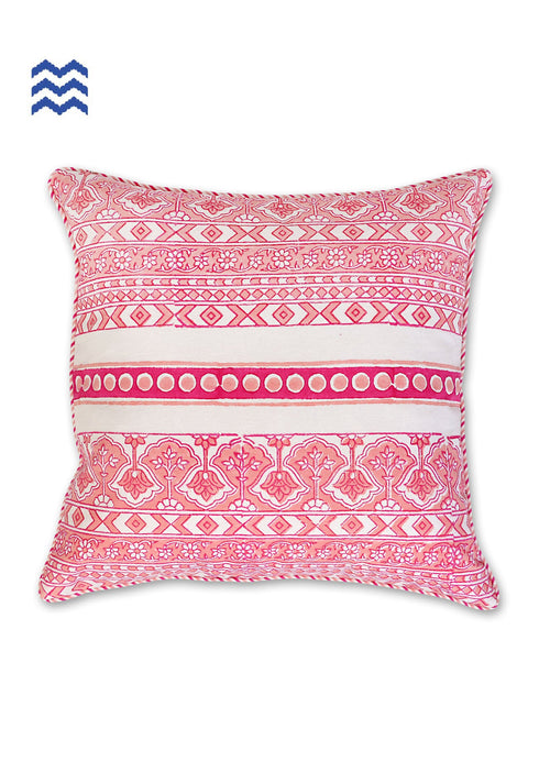 20’s Cotton Cushion Cover In Graphic Block Print
