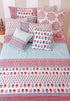 20s Cotton KING SIZE Bed Cover In Floral Block Print