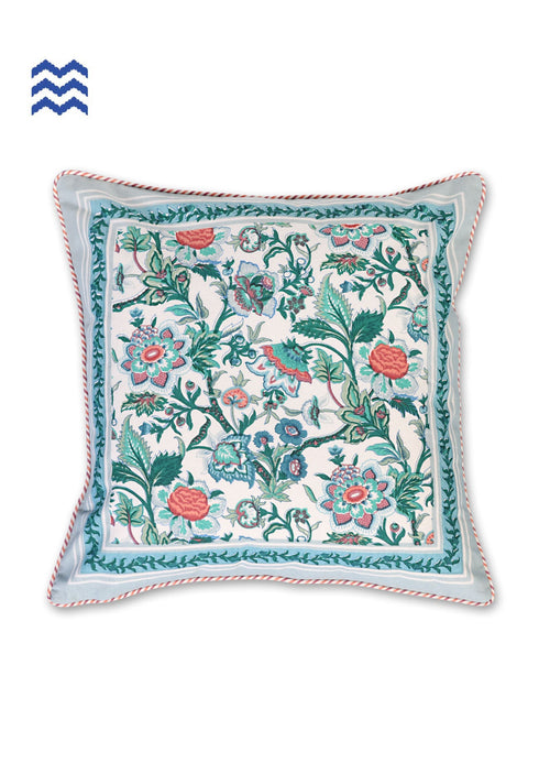 20s Cotton Cushion Cover in Floral Block Print