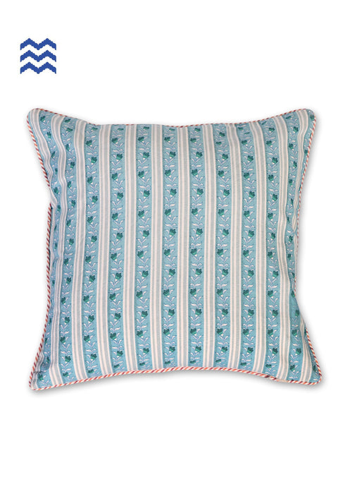 20s Cotton Cushion Cover in Floral Block Print