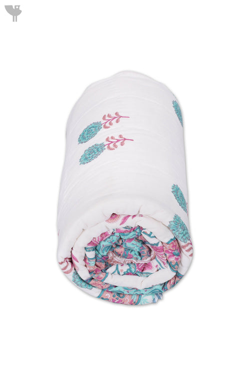 Mulmul Cotton Quilt in Floral Block Print