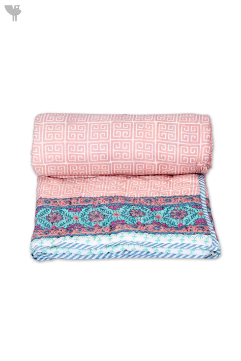 Mulmul Cotton Quilt in Floral Block Print