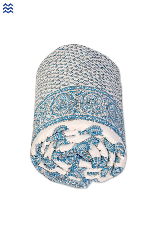 Mulmul Cotton Quilt in Floral Block Print