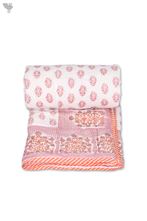 Mulmul Cotton Quilt In Graphic Block Print