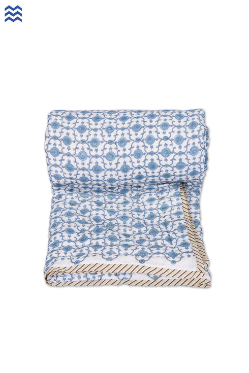 Mulmul Cotton Quilt in Floral Block Print