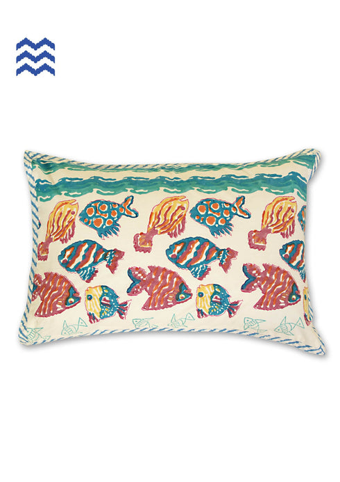 40s Pillow Cover In Graphic Block Print