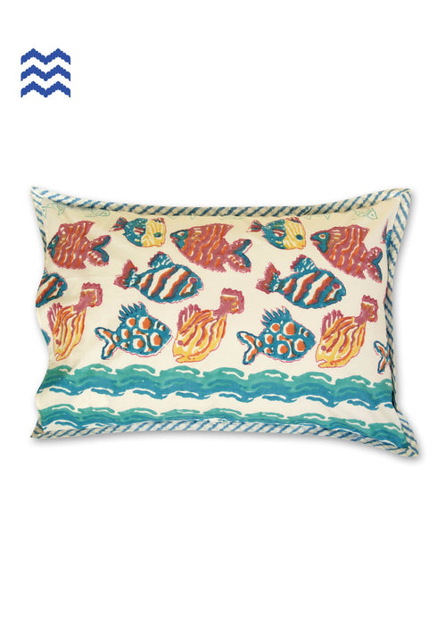 40s Pillow Cover In Graphic Block Print