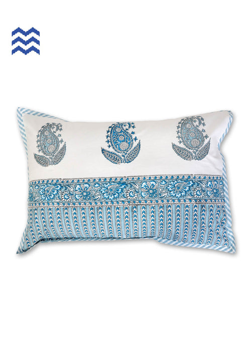 40s Cotton Pillow Cover In Paisley Block Print