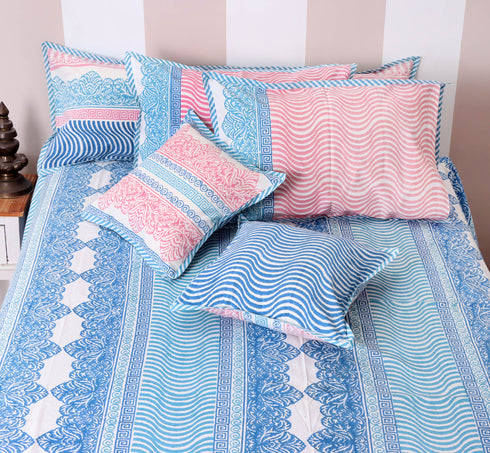 40s Cotton Pillow Cover In Graphic Block Print