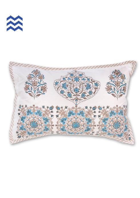 40s Cotton Pillow Cover In Graphic Block Print