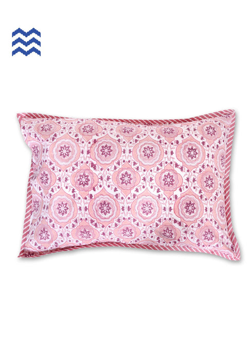 40s Cotton Pillow Cover In Graphic Block Print