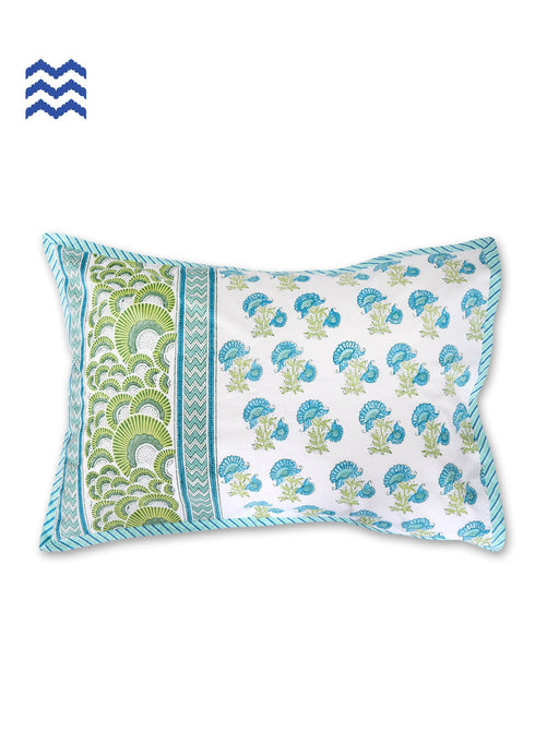 40s Cotton Pillow Cover In Floral Block Print