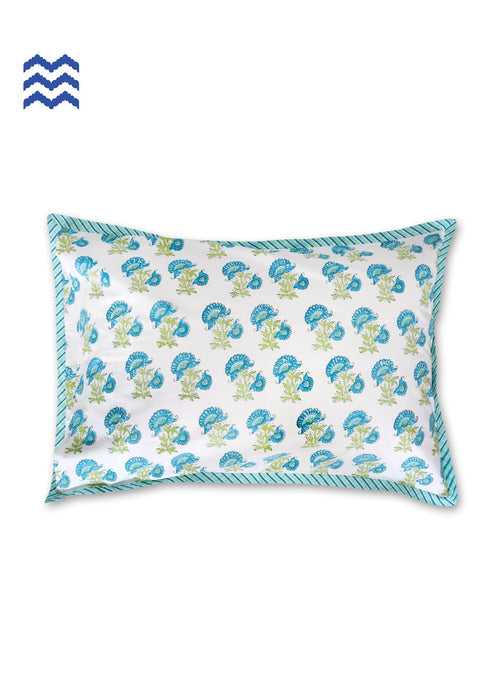 40s Cotton Pillow Cover In Floral Block Print