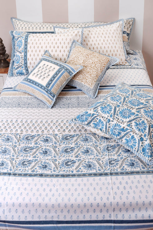 40s Cotton Pillow Cover In Assorted Block Print