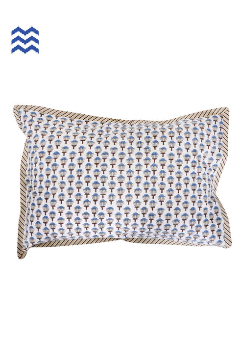 40s Cotton Pillow Cover in Floral Block Print
