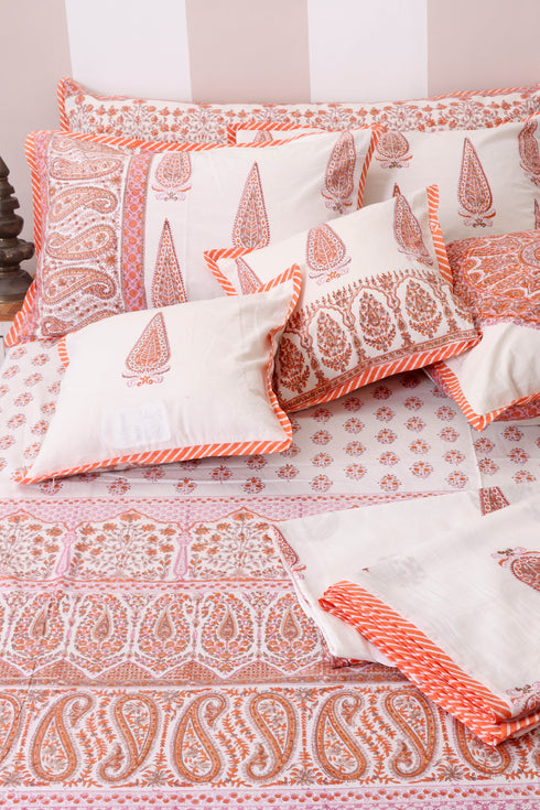 40s Cotton Pillow Cover In Graphic Block Print