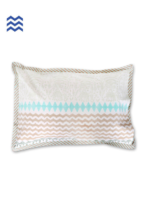 40s Cotton Pillow Cover In Graphic Block Print