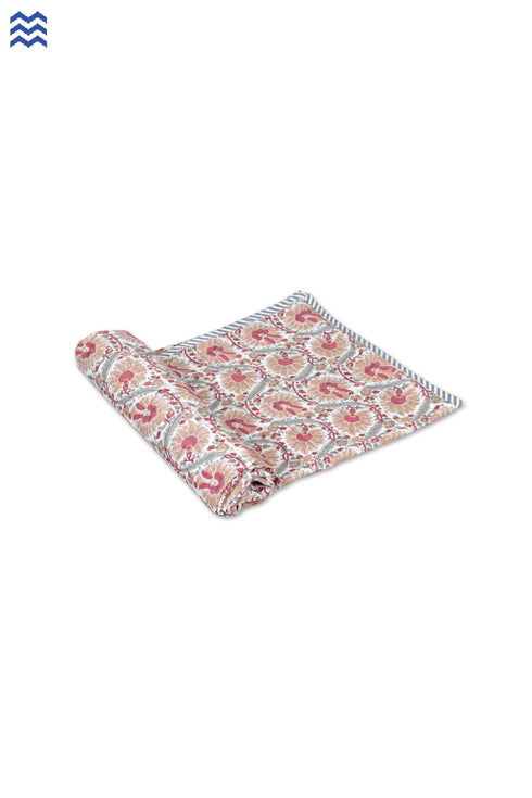 Mulmul Cotton Dohar in Floral Block Print